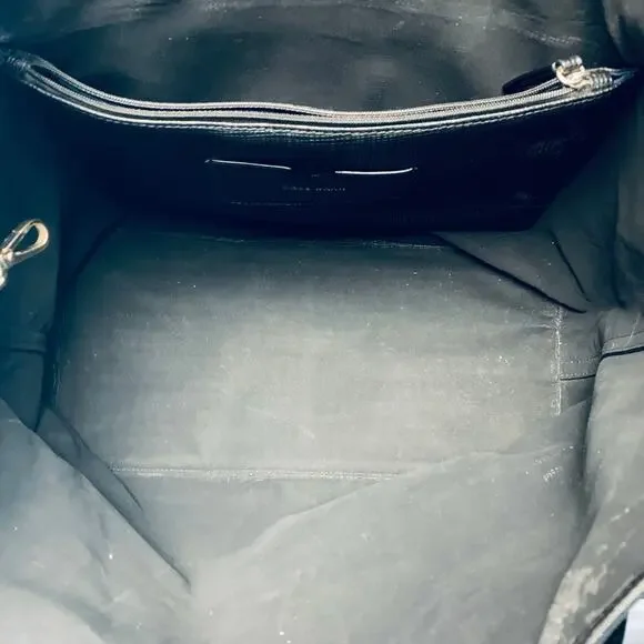 Cole Haan Black Cross Grain Leather Tote Purse - Picture 6 of 9